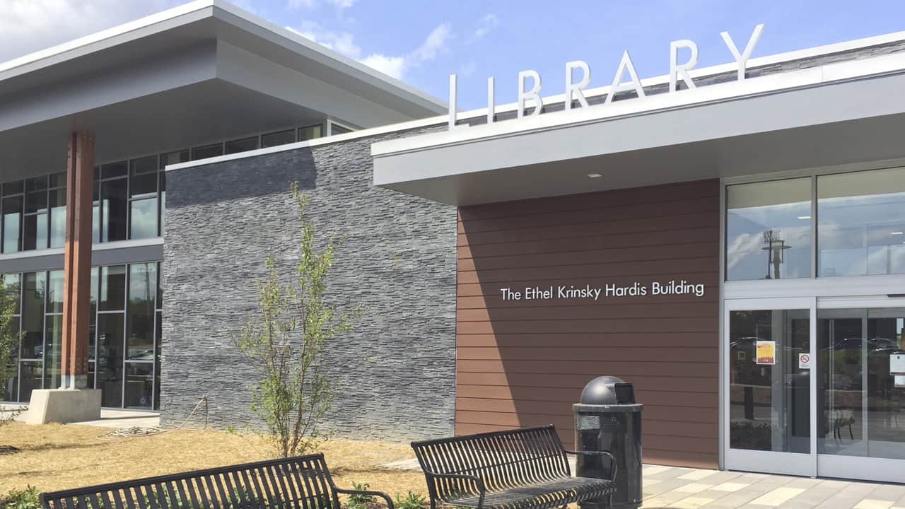 Charcoal Shadowstone Library Exterior - Realstone Systems