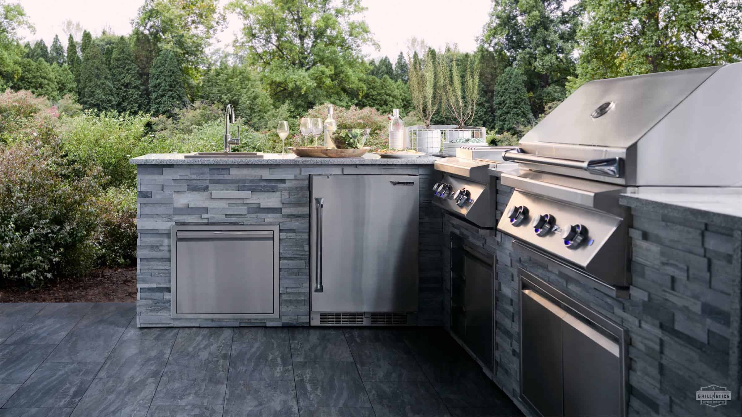 Pewter Honed Outdoor Kitchen - Realstone Systems